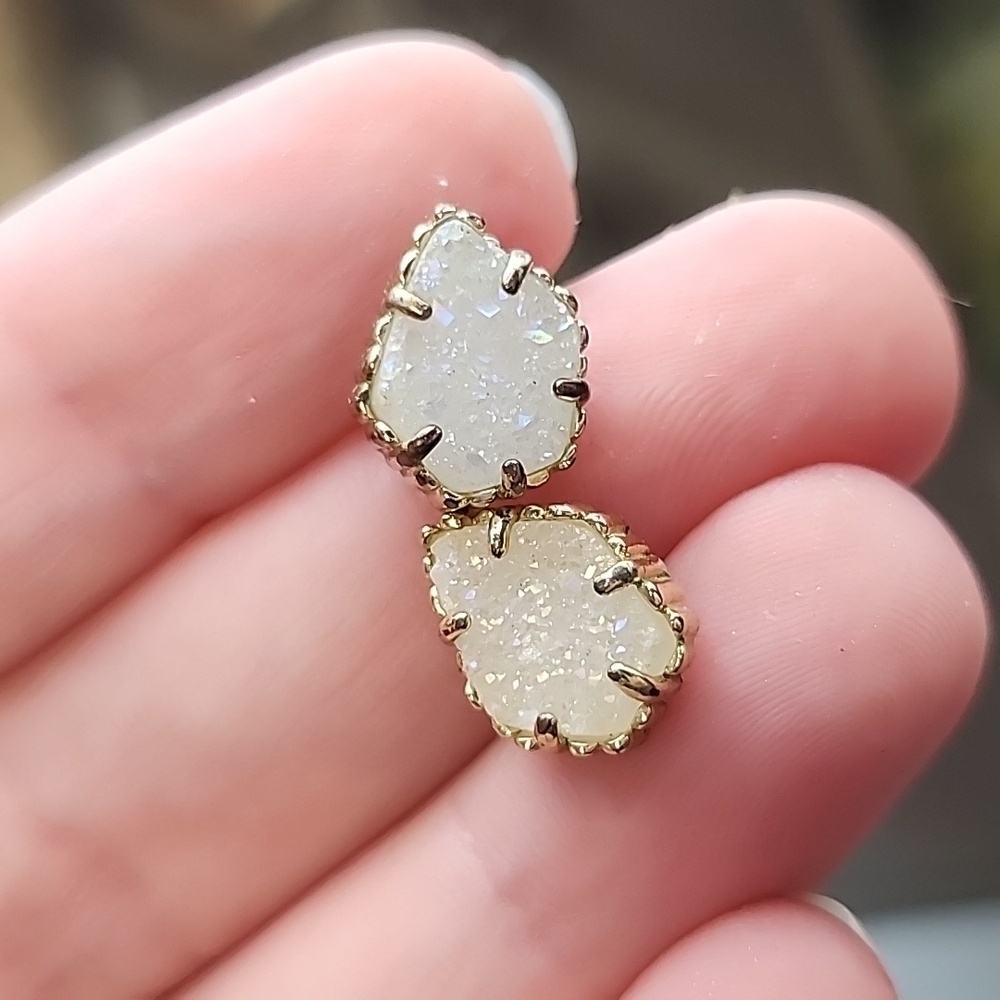 Tessa Iridescent Clear drusy Kendra Scott stud earings